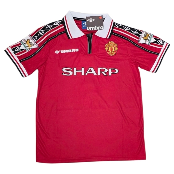 David Beckham Manchester United #7 Retro Home Jersey - Picture 2 of 4